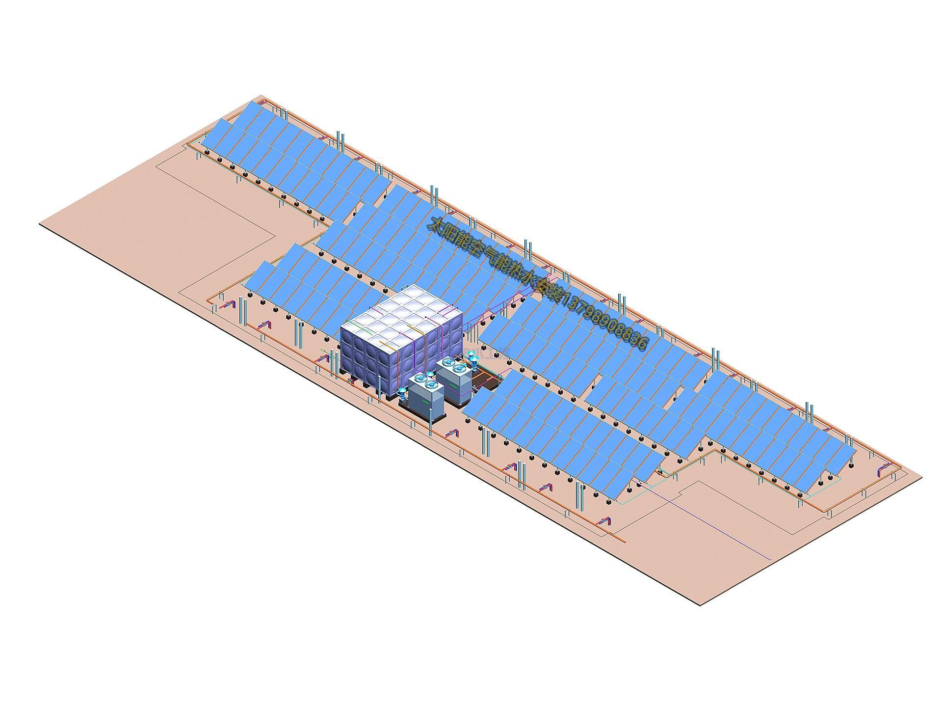 2000人工廠(chǎng)熱水工程,80噸大型空氣能熱泵熱水器
